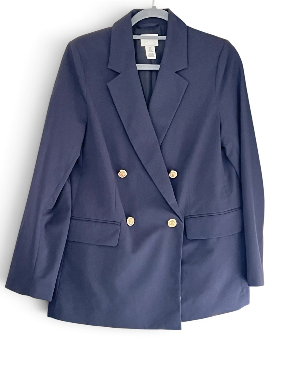 H&M Women’s Navy Double-Breasted Blazer, Size Small